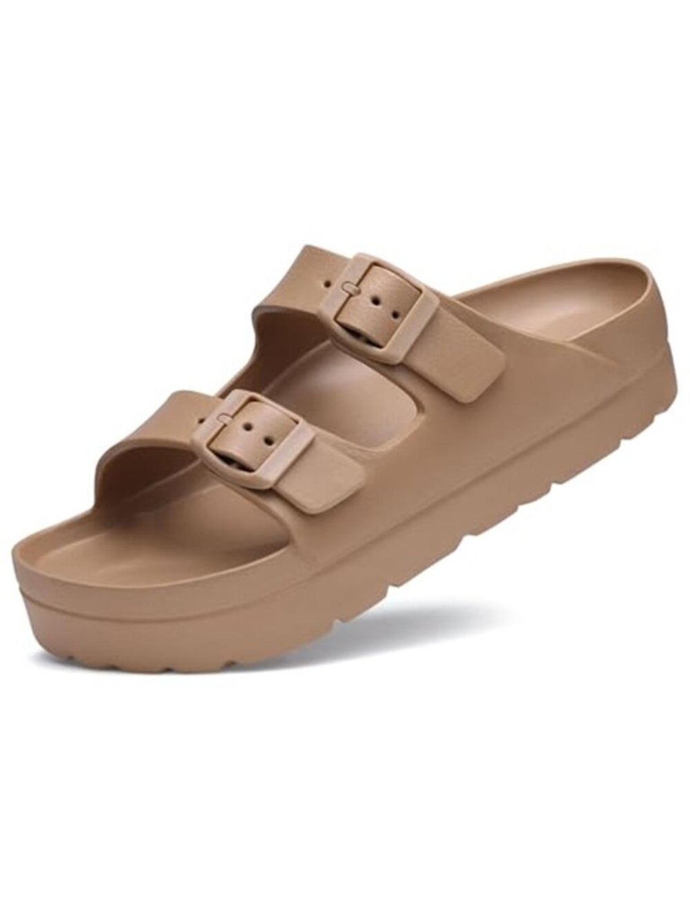 Women Platform Sandals Arch Support Chunky Slides Slip On Summer Beach Brown